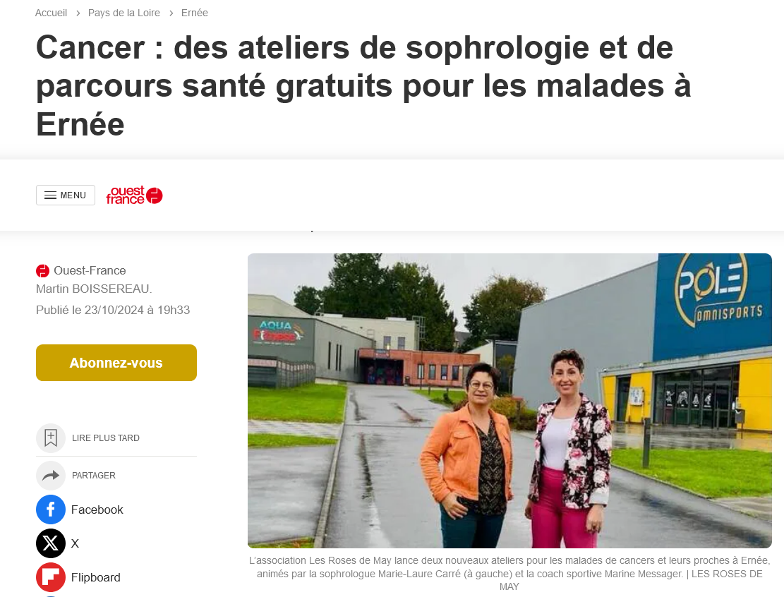 Screenshot 2024 11 07 at 16 09 58 cancer des ateliers de sophrologie et de parcours sante gratuits pour les malades a ernee