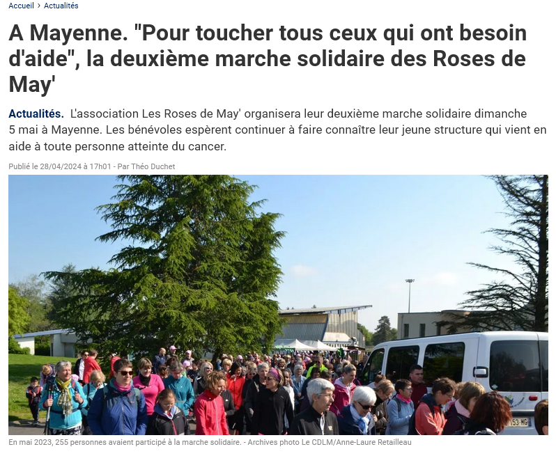 Screenshot 2024 11 07 at 16 30 58 a mayenne pour toucher tous ceux qui ont besoin d aide la deuxieme marche solidaire des roses de may