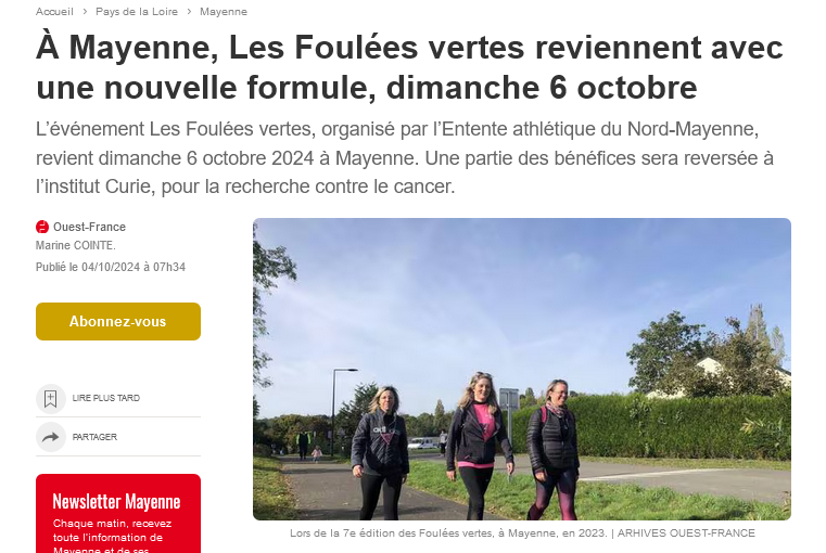 Screenshot 2024 11 07 at 17 10 58 a mayenne les foulees vertes reviennent avec une nouvelle formule dimanche 6 octobre